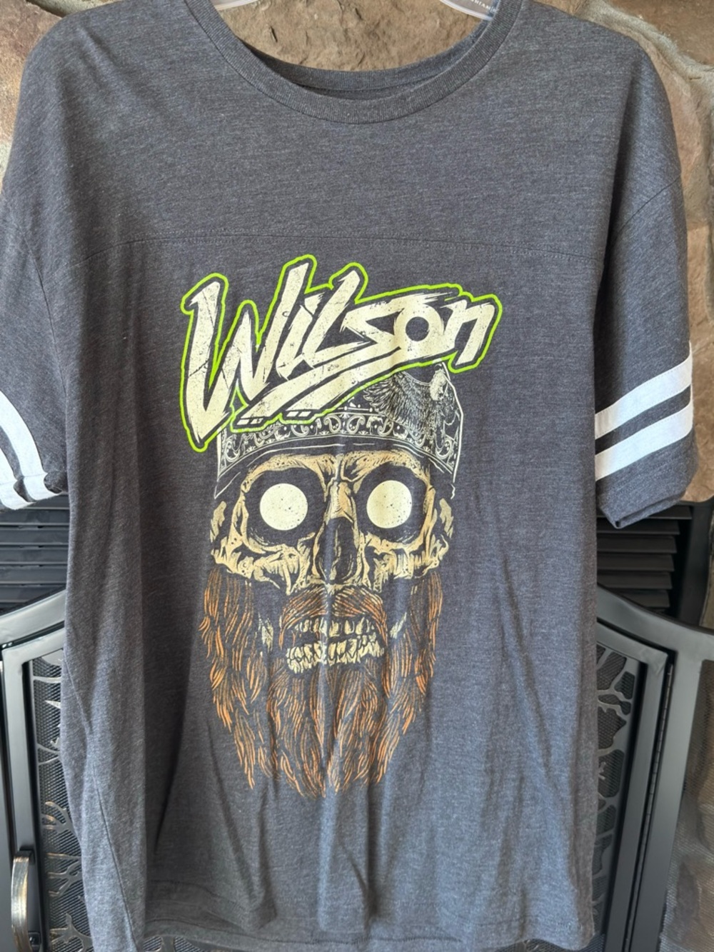 Wilson Gray Short-Sleeve Graphic Skull Tee with Neon Accent